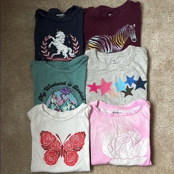 LOT Old Navy/Gap Girls Graphic T-Shirts Size 6-7 - Picture 1 of 13